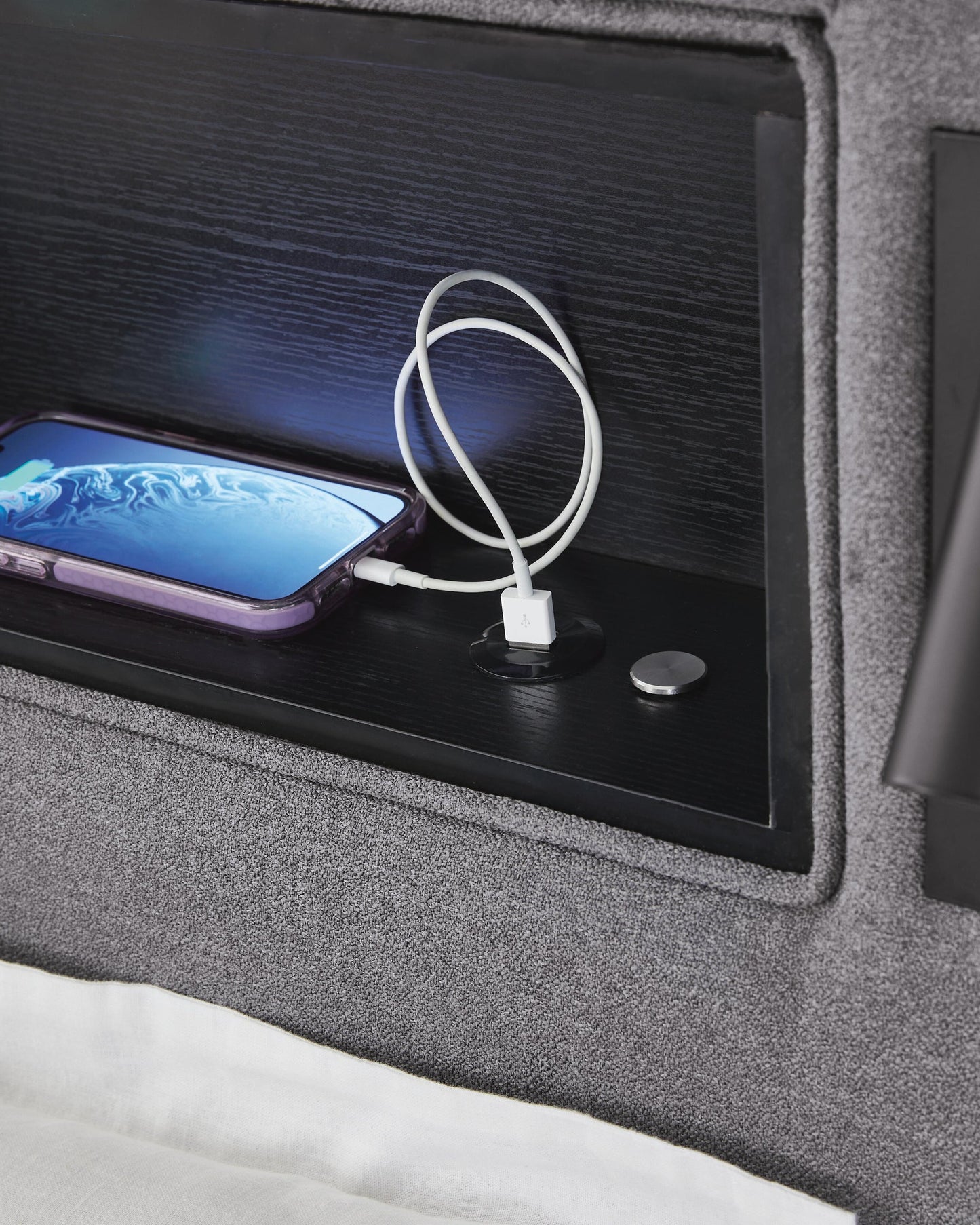 Cayberry Twin Upholstered Bed with Wireless Audio
