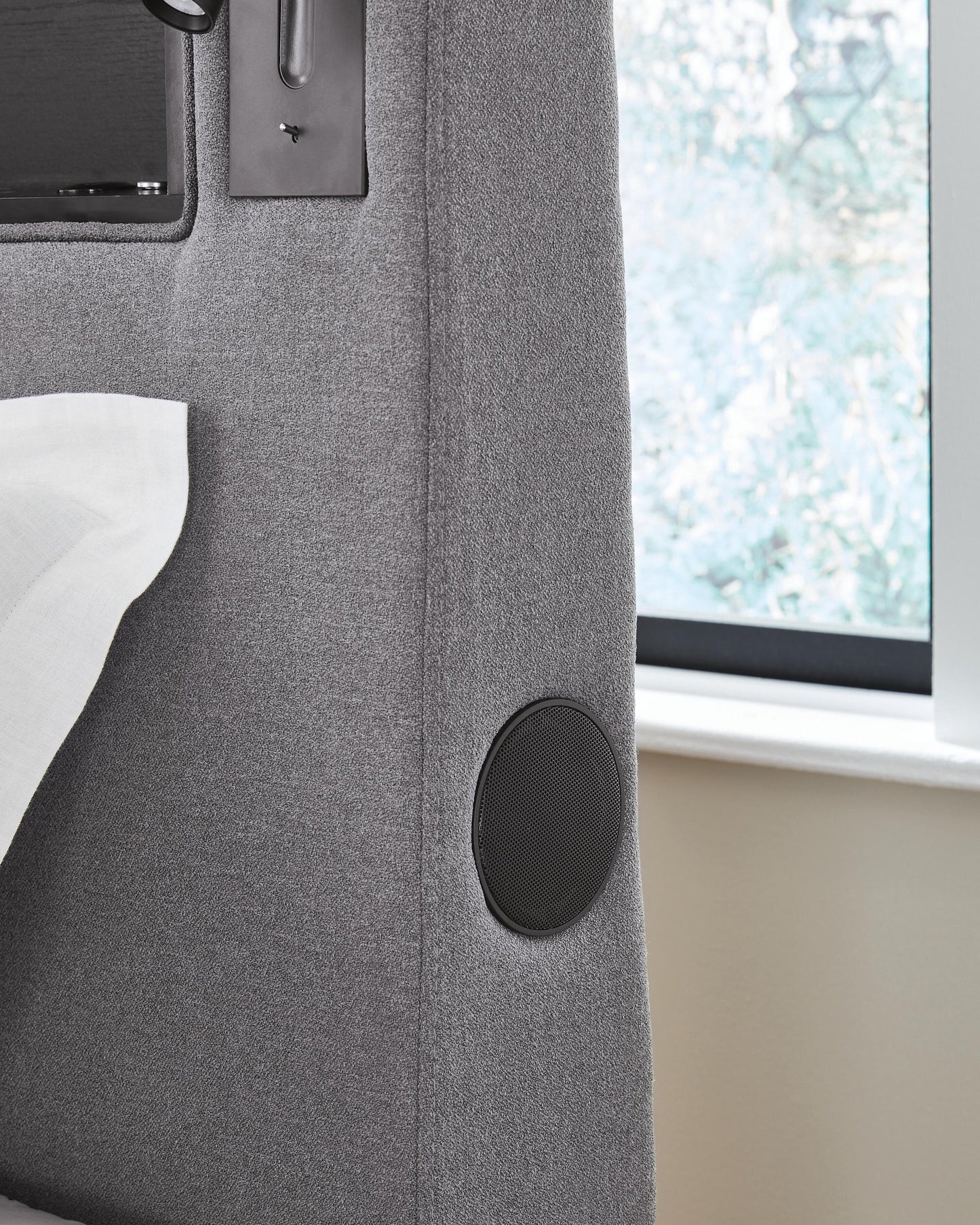 Cayberry Twin Upholstered Bed with Wireless Audio