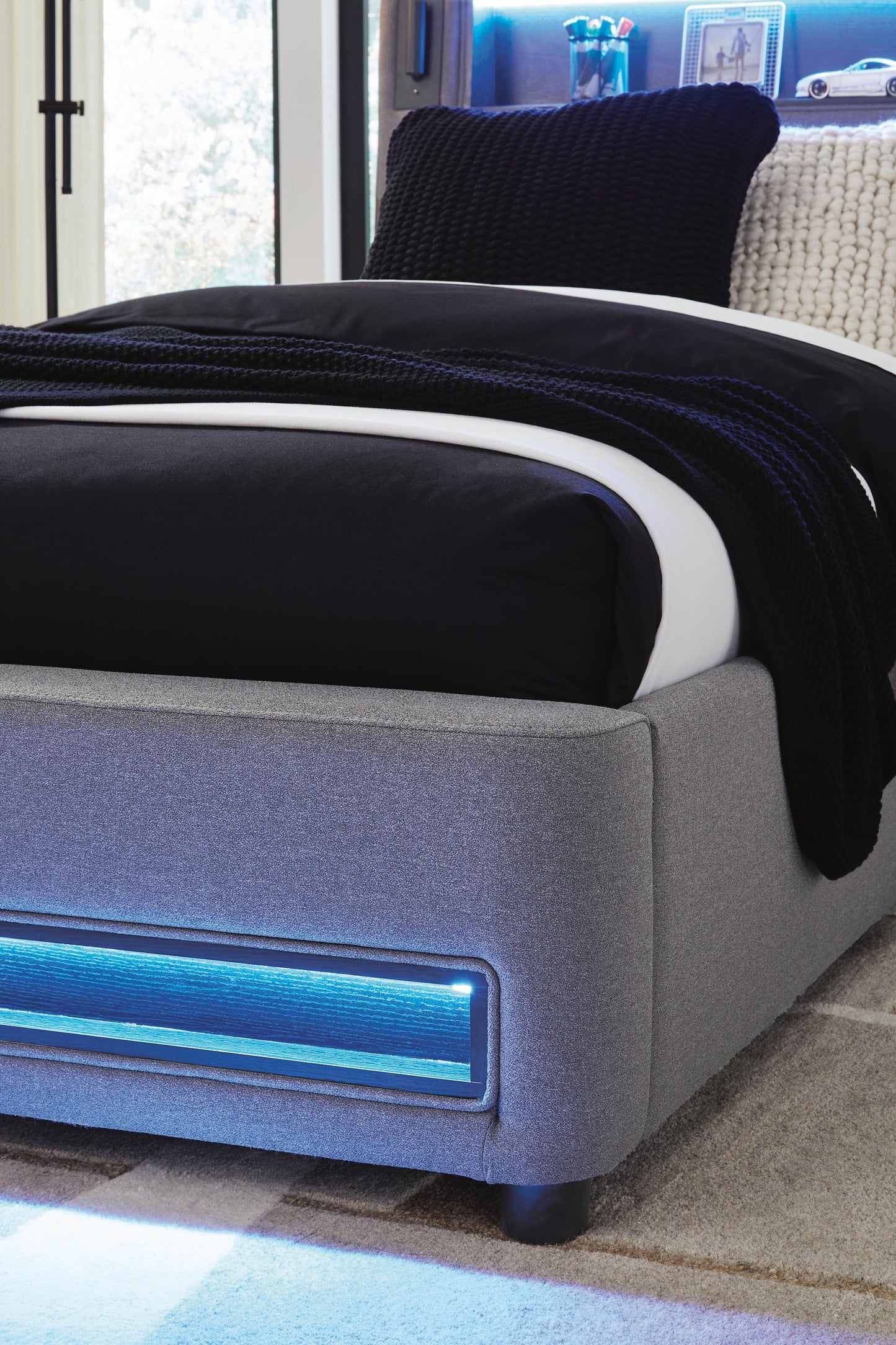 Cayberry Twin Upholstered Bed with Wireless Audio