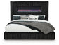 Agrander Queen Upholstered Bed with Fireplace and Wireless Audio