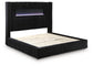 Agrander Queen Upholstered Bed with Fireplace and Wireless Audio