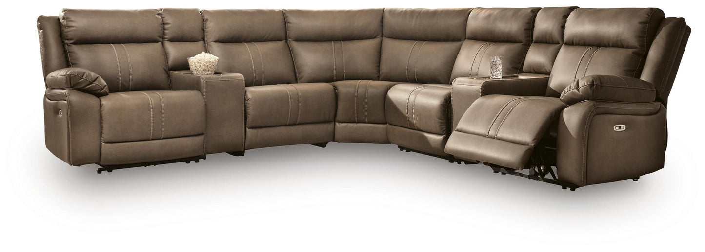 Max-Media 7-Piece Power Reclining Sectional with Audio Consoles