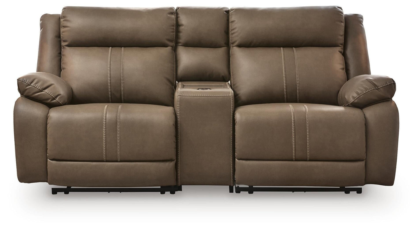 Max-Media 3-Piece Power Reclining Sectional Loveseat with Audio Console