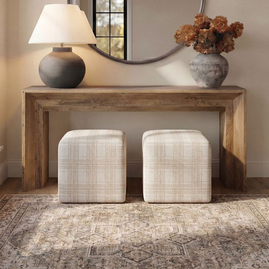 Joie Ottoman, Porcelain Plaid