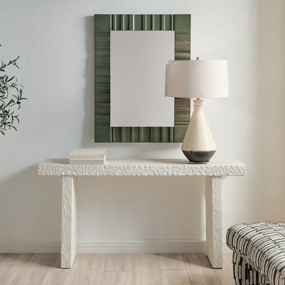 Hagan Indoor-Outdoor Console Table, Limestone, 2 CARTONS