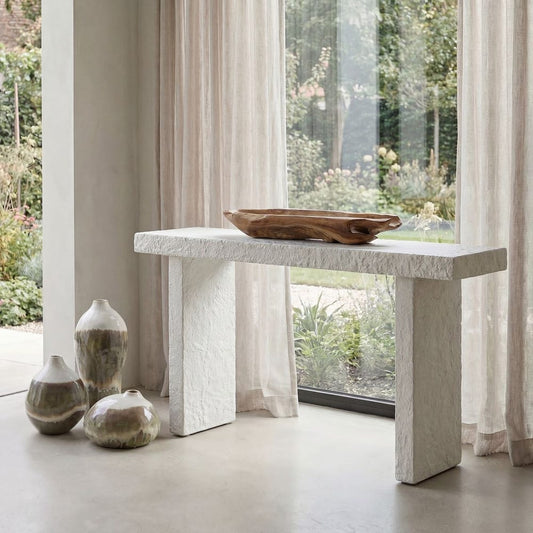 Hagan Indoor-Outdoor Console Table, Limestone, 2 CARTONS
