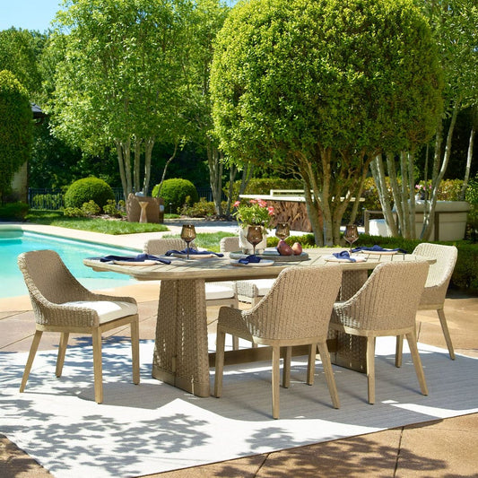 Harbor Herringbone Indoor-Outdoor Dining Table, 2 CARTONS