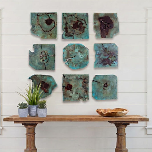 Bahati Wood Wall Decor, Blue, S/9