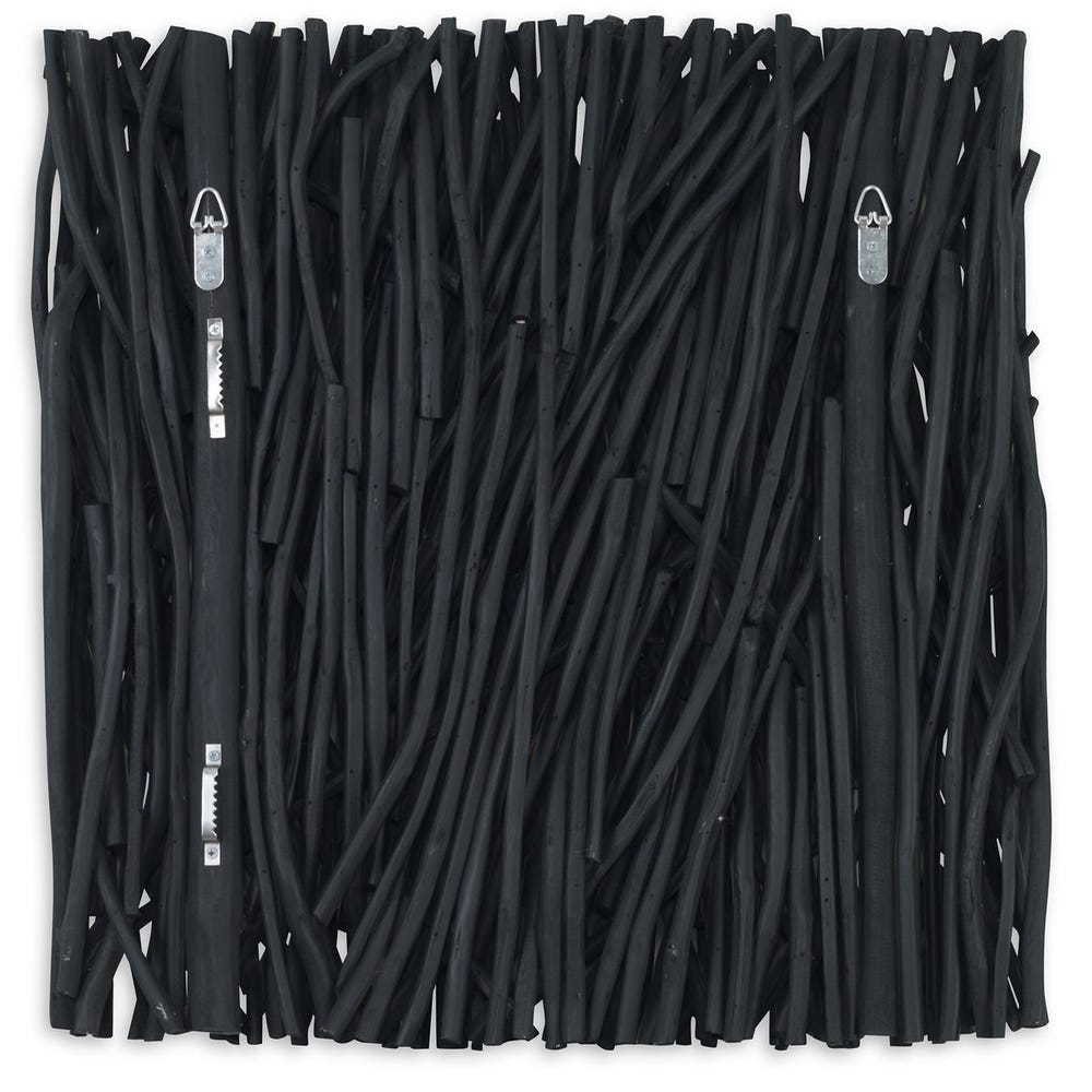 Gathered Teak Square Wood Wall Decor, Black