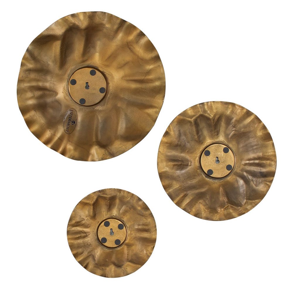 Peonia Indoor-Outdoor Wall Decor, Gold, S/3