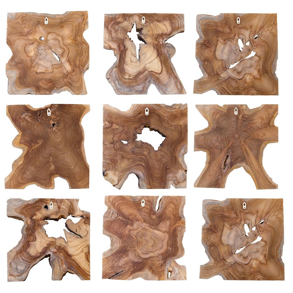 Talia Indoor-Outdoor Wood Wall Decor, S/9