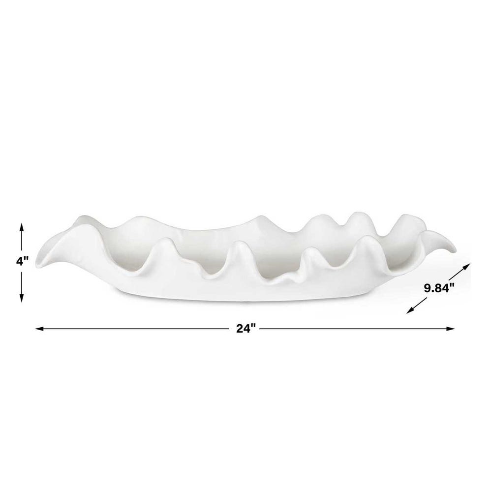 Ruffled Feathers Indoor-Outdoor Bowl, White