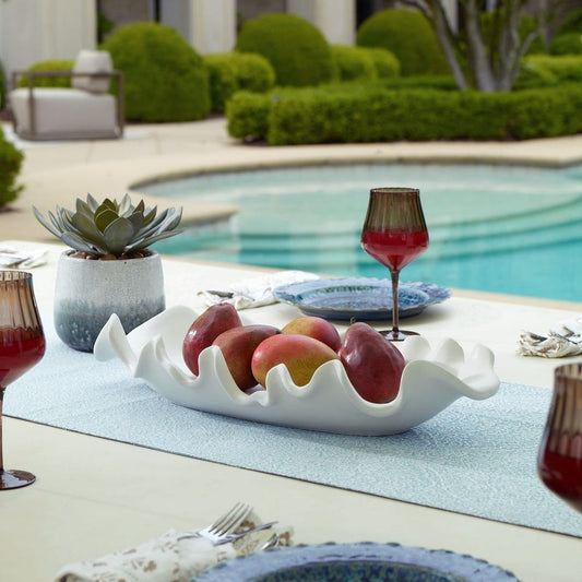 Ruffled Feathers Indoor-Outdoor Bowl, White