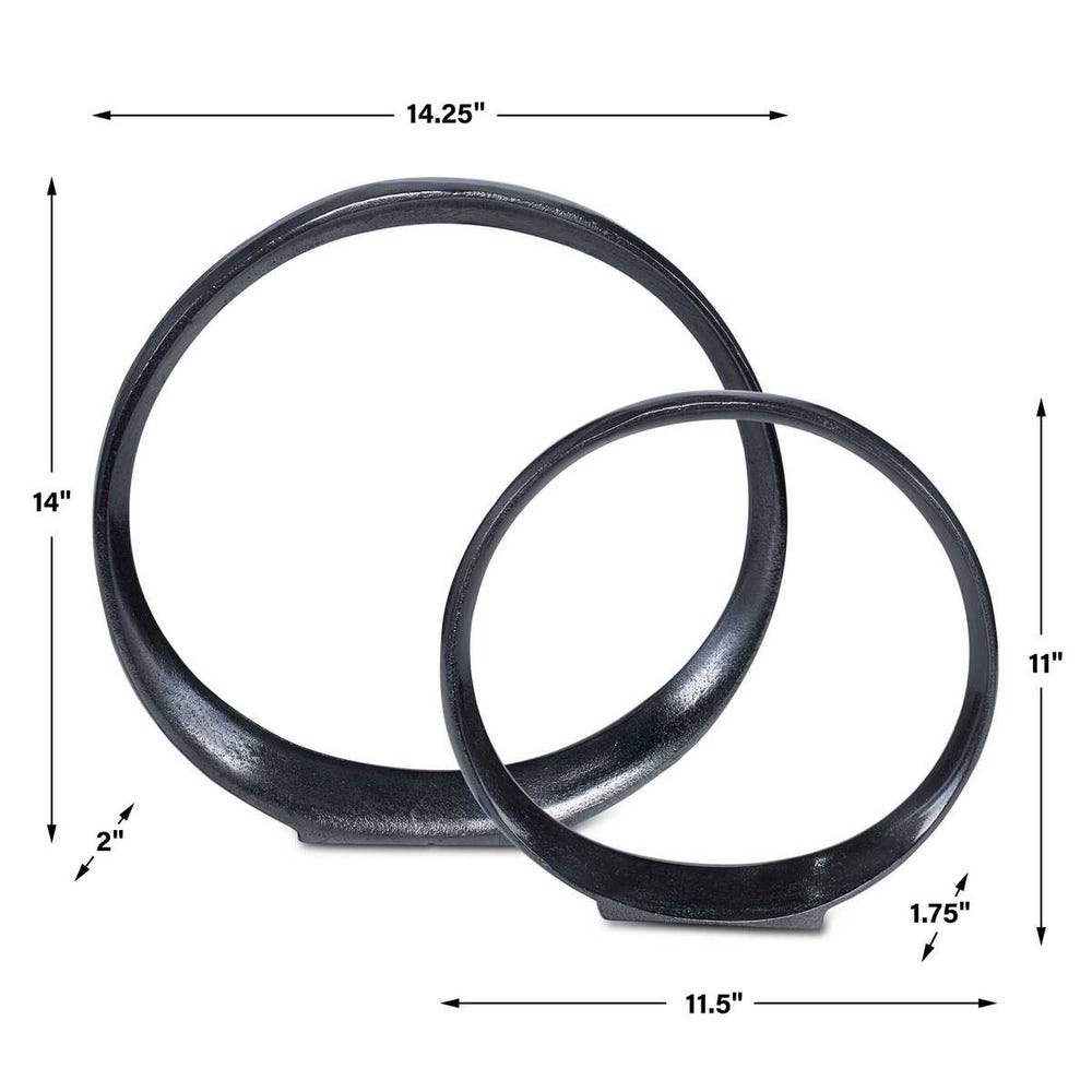 Orbits Ring Indoor-Outdoor Sculptures, Black Nickel, S/2