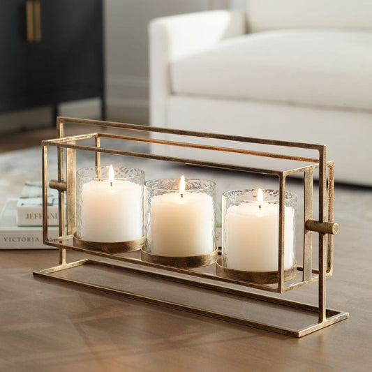 Wenman Triple Candleholder, Gold