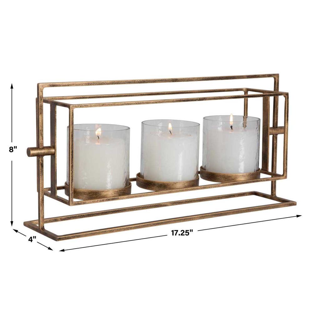 Wenman Triple Candleholder, Gold