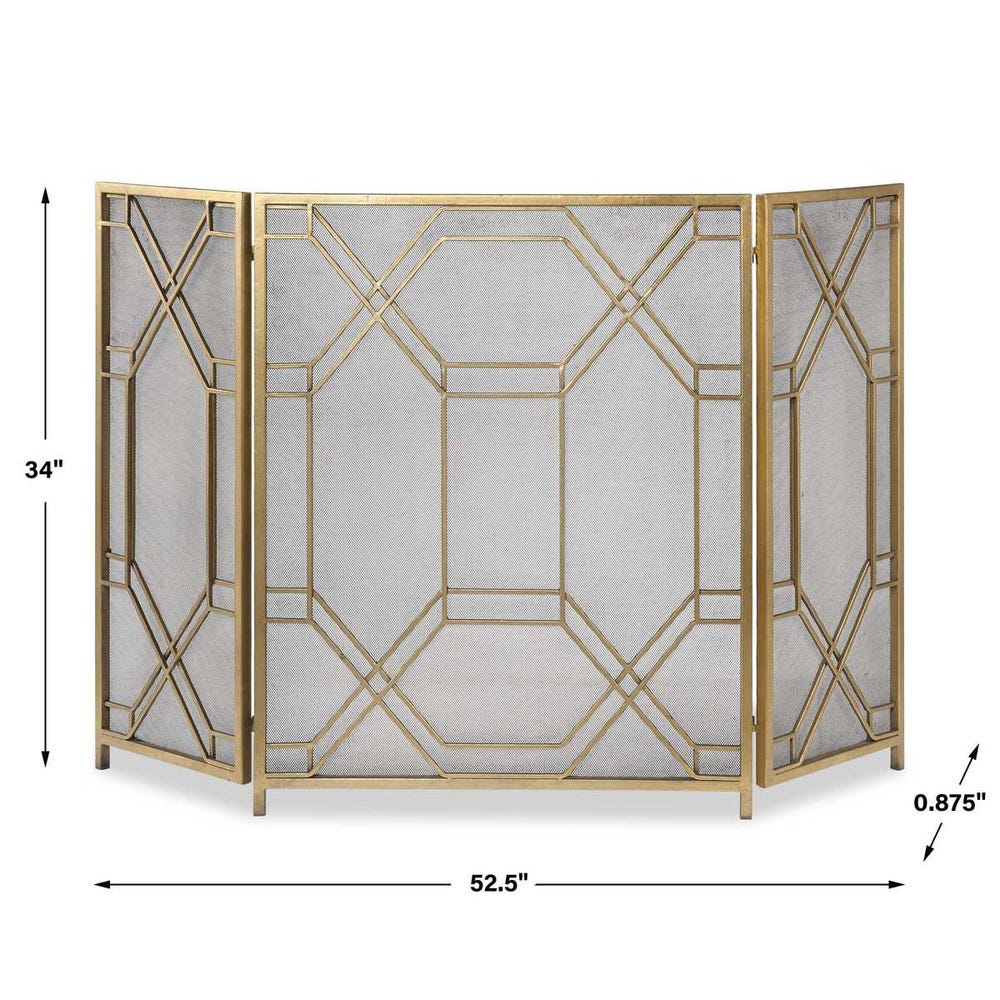 Rosen Fireplace Screen, Gold