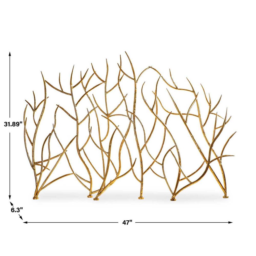Gold Branches Decorative Fireplace Screen