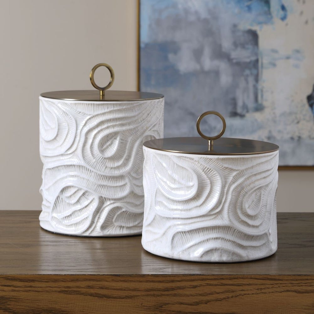 Ivory Tide Indoor-Outdoor Canisters, S/2