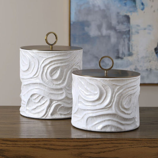 Ivory Tide Indoor-Outdoor Canisters, S/2