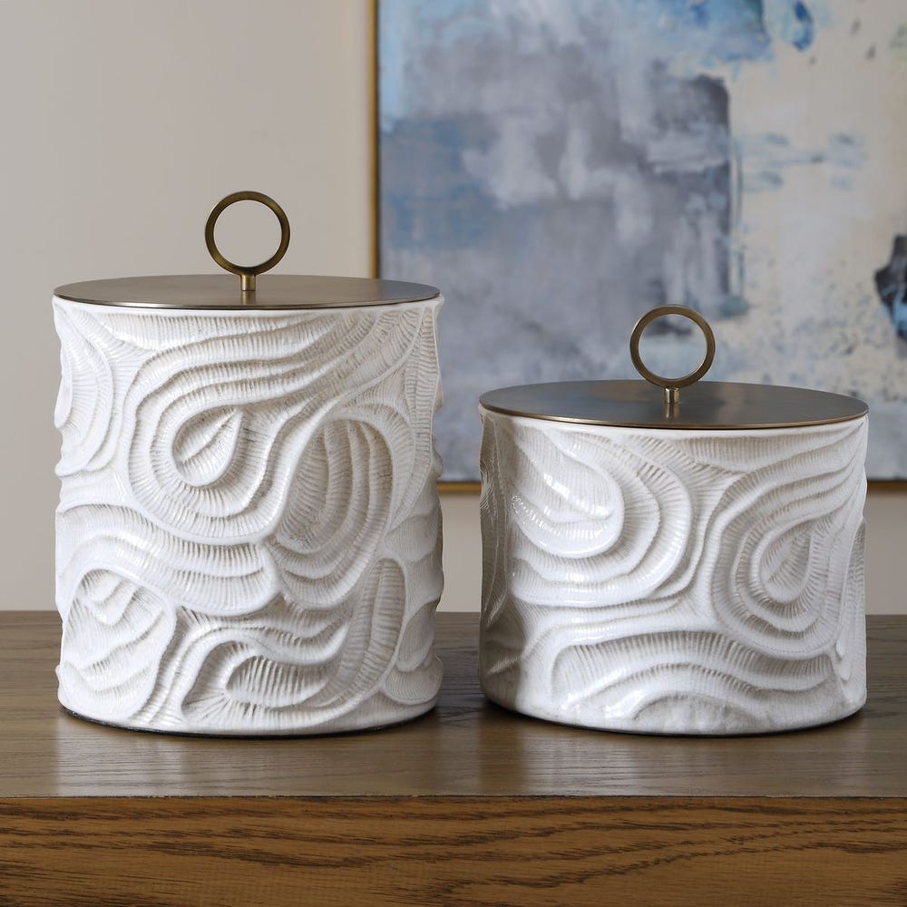 Ivory Tide Indoor-Outdoor Canisters, S/2