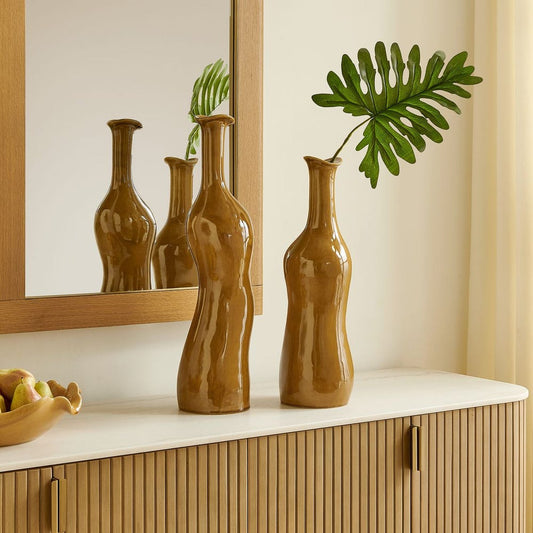 Sienna Flow Indoor-Outdoor Bottle Vases, S/2