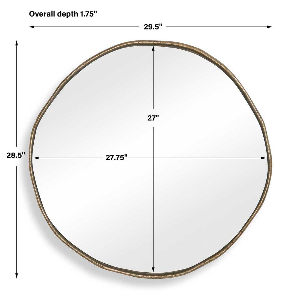 Lowen Round Mirror, Brass