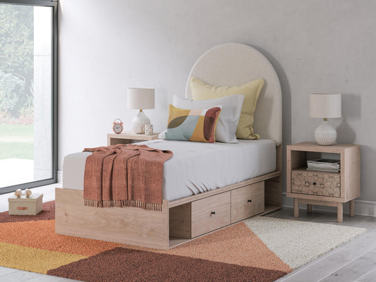 Shapella Twin Upholstered Panel Bed with Storage