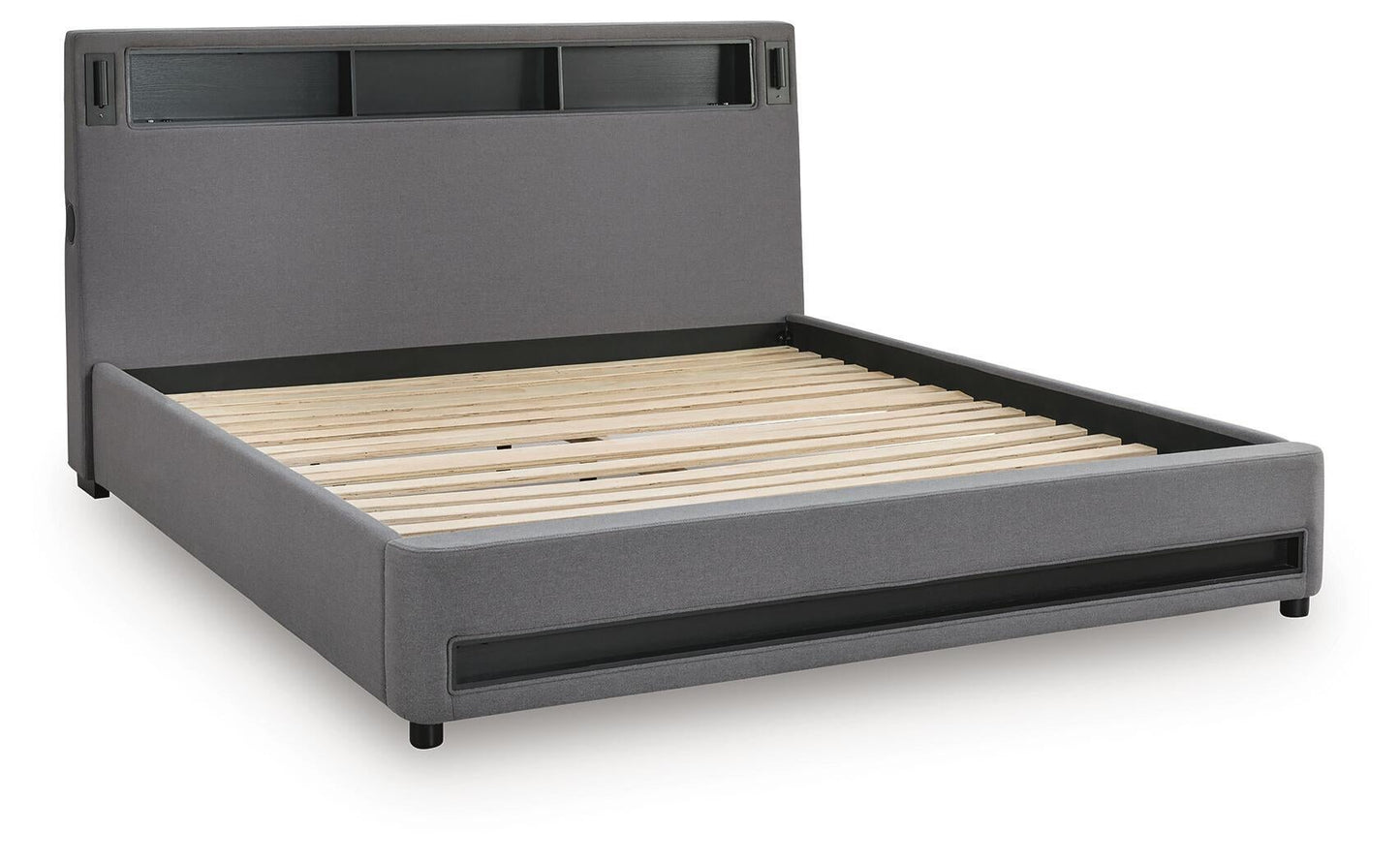 Cayberry California King Upholstered Bed with Wireless Audio