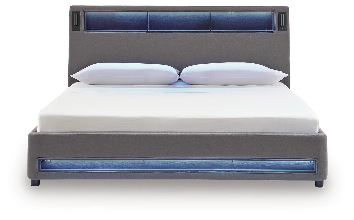 Cayberry King Upholstered Bed with Wireless Audio
