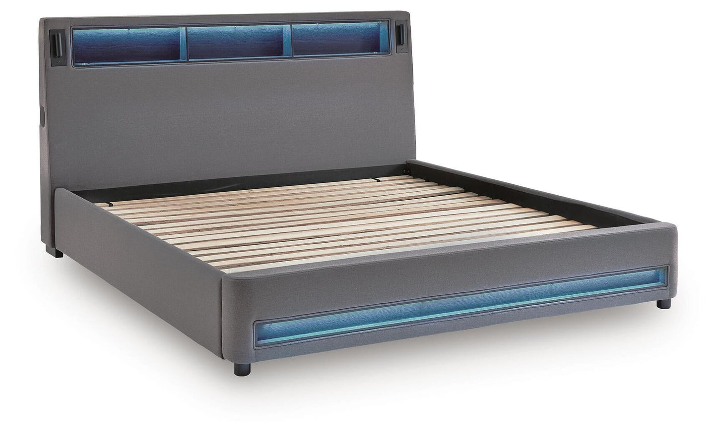 Cayberry King Upholstered Bed with Wireless Audio