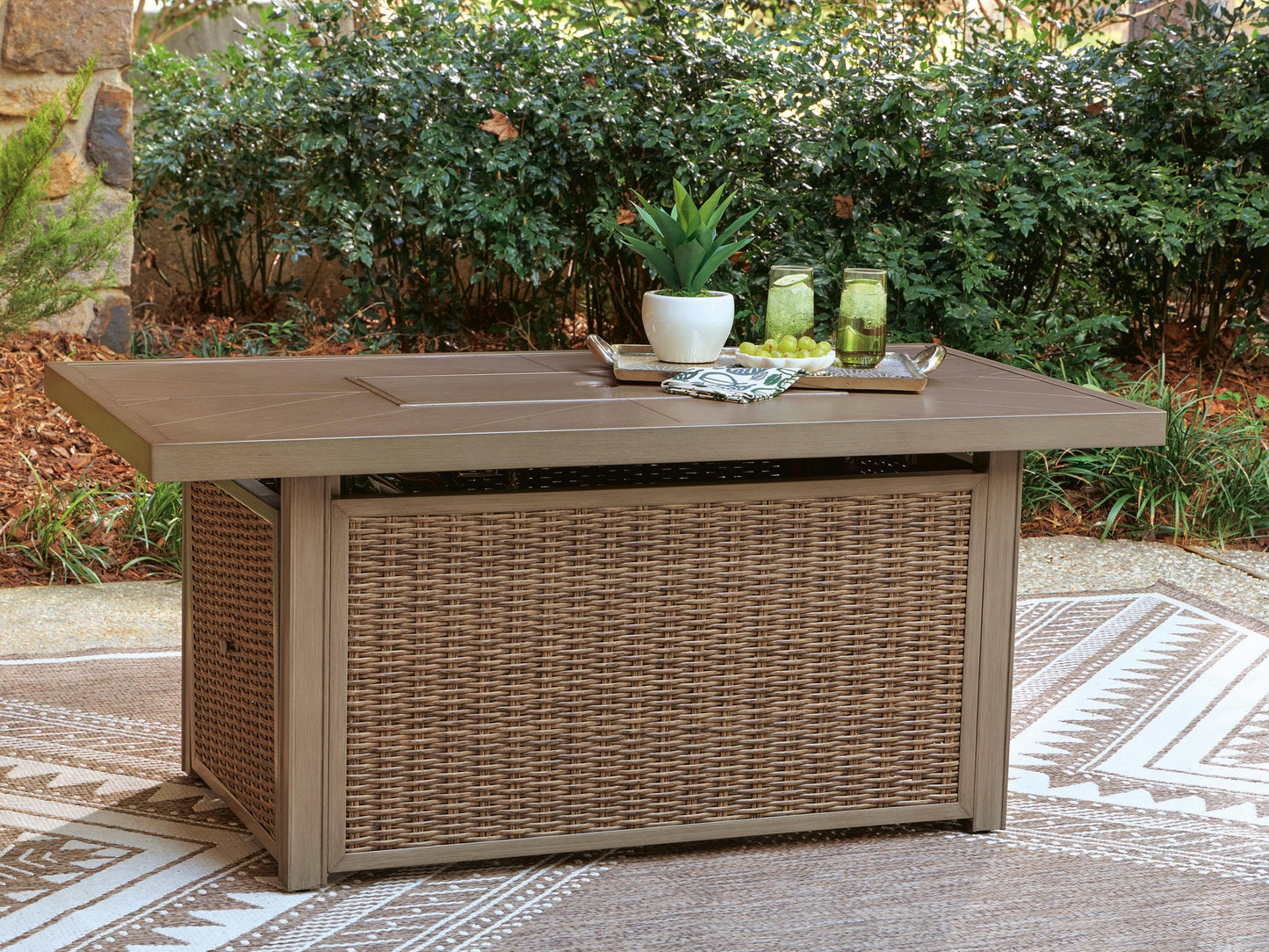 Revare Beach Rectangular Fire Pit Table