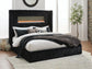 Agrander King Upholstered Bed with Fireplace and Wireless Audio
