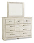 Bellaby  Crossbuck Panel Bed With Mirrored Dresser And 2 Nightstands