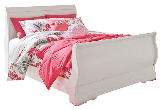 Anarasia Full Sleigh Bed with Mirrored Dresser and Chest