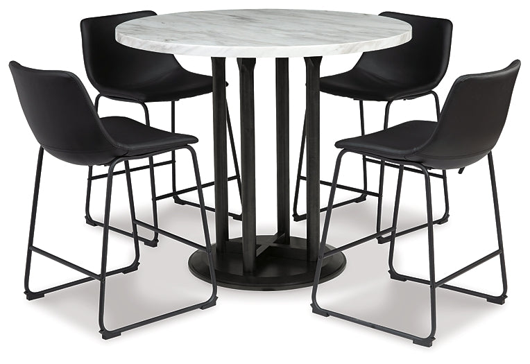Centiar Counter Height Dining Table and 4 Barstools