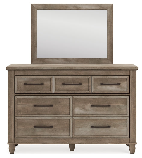 Yarbeck Queen Panel Bed with Mirrored Dresser, Chest and Nightstand